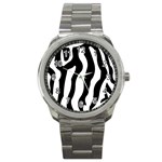 Zebra horse pattern black and white Sport Metal Watch Front