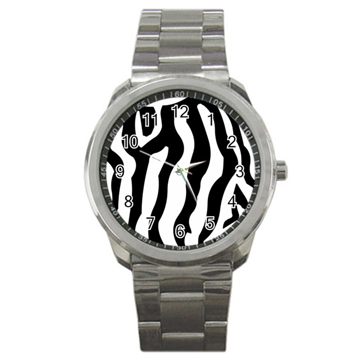 Zebra horse pattern black and white Sport Metal Watch