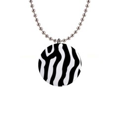 Zebra Horse Pattern Black And White 1  Button Necklace by picsaspassion