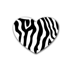 Zebra Horse Pattern Black And White Rubber Coaster (heart)  by picsaspassion