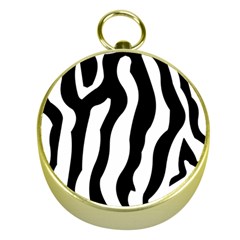 Zebra Horse Pattern Black And White Gold Compasses by picsaspassion