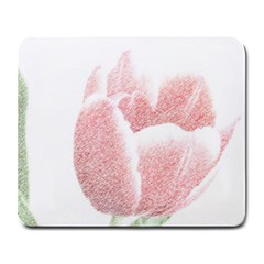 Tulip Red And White Pen Drawing Large Mousepads by picsaspassion