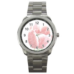 Tulip Red And White Pen Drawing Sport Metal Watch by picsaspassion