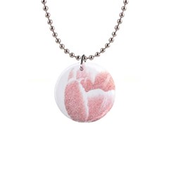 Tulip Red And White Pen Drawing 1  Button Necklace by picsaspassion