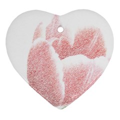 Tulip Red And White Pen Drawing Heart Ornament (two Sides) by picsaspassion