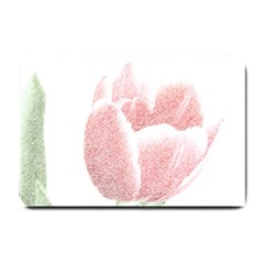 Tulip Red And White Pen Drawing Small Doormat  by picsaspassion