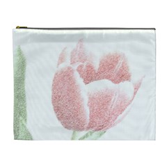 Tulip Red And White Pen Drawing Cosmetic Bag (xl) by picsaspassion