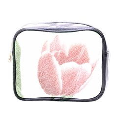 Tulip Red And White Pen Drawing Mini Toiletries Bag (one Side) by picsaspassion