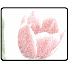 Tulip Red And White Pen Drawing Fleece Blanket (medium)  by picsaspassion