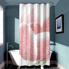 Tulip Red And White Pen Drawing Shower Curtain 36  X 72  (stall)  by picsaspassion