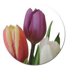 Tulips Bouquet Magnet 5  (round) by picsaspassion