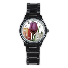 Tulips Bouquet Stainless Steel Round Watch by picsaspassion