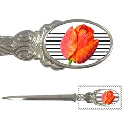 Red Tulip And Black Stripes Letter Opener by picsaspassion