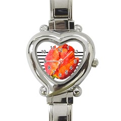 Red Tulip And Black Stripes Heart Italian Charm Watch