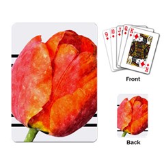 Red Tulip And Black Stripes Playing Cards Single Design by picsaspassion