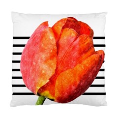 Red Tulip And Black Stripes Standard Cushion Case (two Sides) by picsaspassion