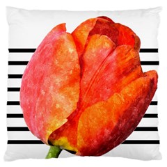 Red Tulip And Black Stripes Standard Flano Cushion Case (one Side) by picsaspassion