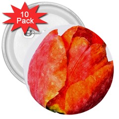 Red Tulip, Watercolor Art 3  Buttons (10 Pack)  by picsaspassion