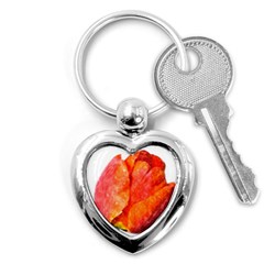 Red Tulip, Watercolor Art Key Chains (heart) 