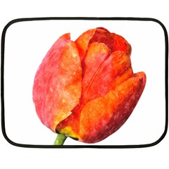 Red Tulip, Watercolor Art Double Sided Fleece Blanket (mini)  by picsaspassion