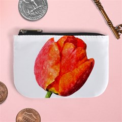 Red Tulip, Watercolor Art Mini Coin Purse by picsaspassion