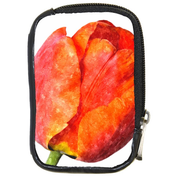 Red Tulip, watercolor art Compact Camera Leather Case