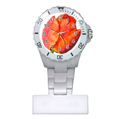 Red Tulip, Watercolor Art Plastic Nurses Watch by picsaspassion