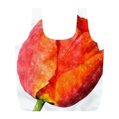 Red Tulip, Watercolor Art Full Print Recycle Bag (l) by picsaspassion