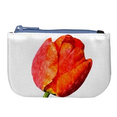 Red Tulip, Watercolor Art Large Coin Purse by picsaspassion