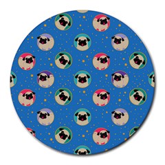 Pugs In Circles With Stars Round Mousepads