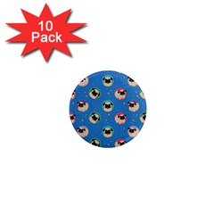 Pugs In Circles With Stars 1  Mini Magnet (10 Pack)  by PugnaciousGifts