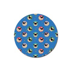 Pugs In Circles With Stars Magnet 3  (round) by PugnaciousGifts