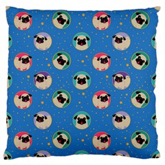 Pugs In Circles With Stars Large Flano Cushion Case (two Sides) by PugnaciousGifts