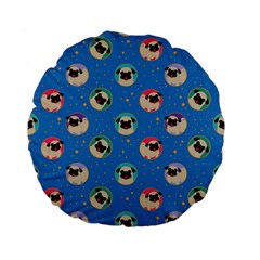 Pugs In Circles With Stars Standard 15  Premium Flano Round Cushions by PugnaciousGifts