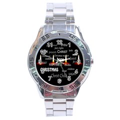 Candles Christmas Advent Light Stainless Steel Analogue Watch by Wegoenart