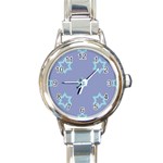 Star Christmas Night Seamlessly Round Italian Charm Watch Front