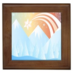 Winter Landscape Star Mountains Framed Tiles by Wegoenart