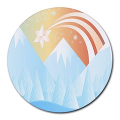 Winter Landscape Star Mountains Round Mousepads