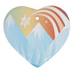 Winter Landscape Star Mountains Ornament (heart) by Wegoenart