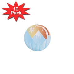 Winter Landscape Star Mountains 1  Mini Buttons (10 pack) 