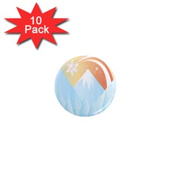 Winter Landscape Star Mountains 1  Mini Magnet (10 pack) 