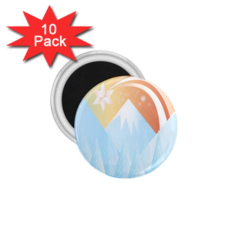 Winter Landscape Star Mountains 1.75  Magnets (10 pack) 