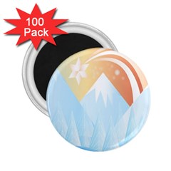 Winter Landscape Star Mountains 2 25  Magnets (100 Pack)  by Wegoenart