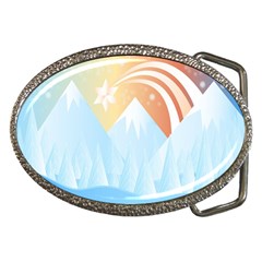 Winter Landscape Star Mountains Belt Buckles