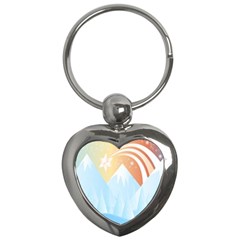 Winter Landscape Star Mountains Key Chains (heart)  by Wegoenart