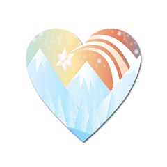 Winter Landscape Star Mountains Heart Magnet by Wegoenart