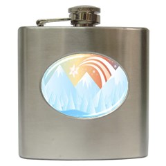 Winter Landscape Star Mountains Hip Flask (6 Oz) by Wegoenart