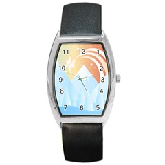 Winter Landscape Star Mountains Barrel Style Metal Watch by Wegoenart