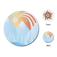 Winter Landscape Star Mountains Playing Cards (round) by Wegoenart