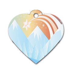 Winter Landscape Star Mountains Dog Tag Heart (Two Sides)